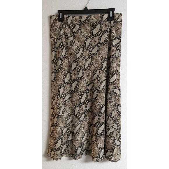 NWOT~ EVEREVE Peyton Jensen Snakeskin Print Elastic Waist Midi Skirt SZ Large - Picture 1 of 9
